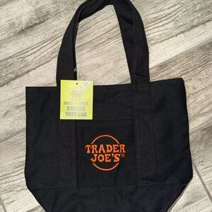 Trader Joe's Black Canvas Tote Bag with Orange Logo